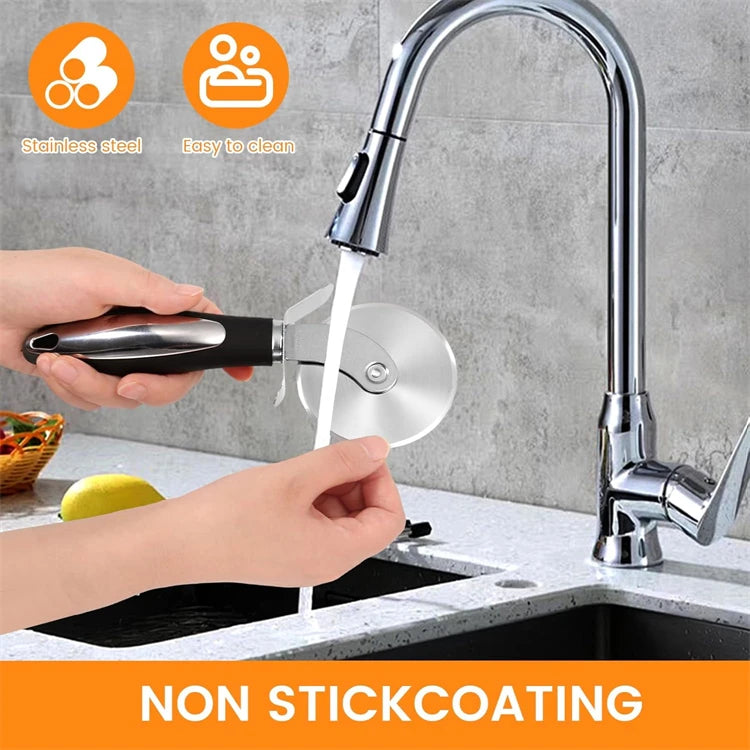 Stainless Steel Pizza Wheel Cutter & Server Set
