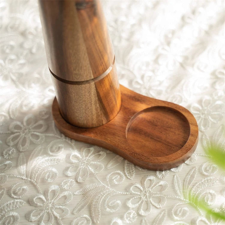 Acacia Wood Salt & Pepper Mill Tray – Grinder Stand & Holder – Best for Protecting Worktops & Dining Tables