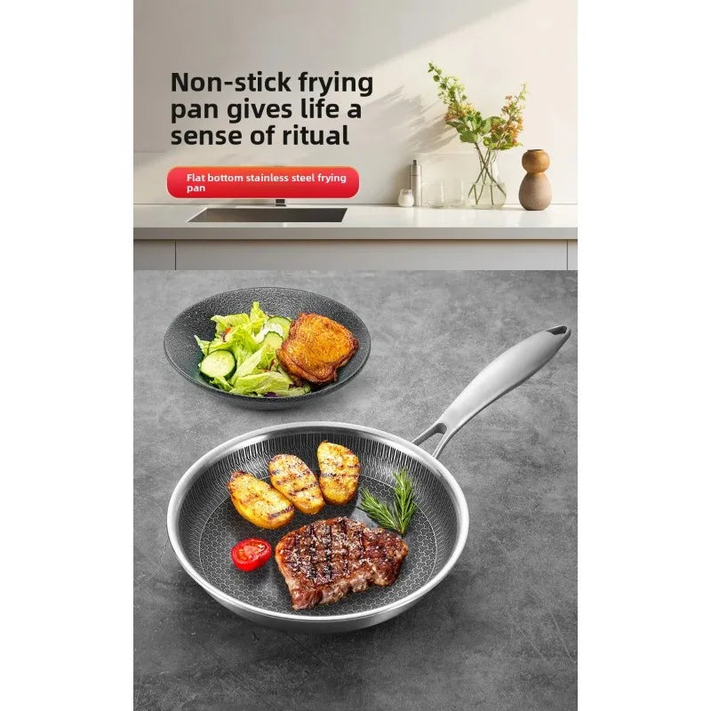 304 Stainless Steel Honeycomb Frying Pan
