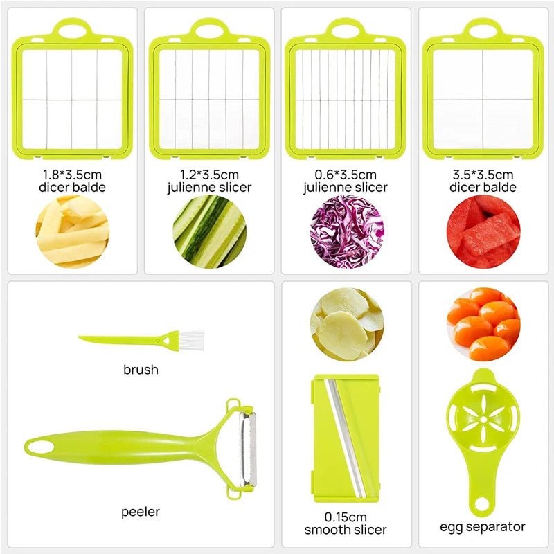 22 in 1 Vegetable Chopper & Dicer with 13 Blades and Container – Onion Chopper & Veggie Mandoline – Best for Potatoes, Tomatoes & Onions