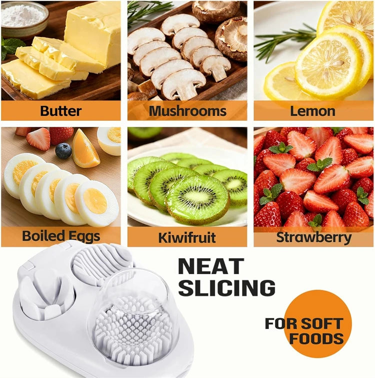 3 in 1 Stainless Steel Egg Slicer – Egg Cutter, Dicer & Wedger – Perfect for Boiled Eggs, Strawberries & Mushrooms – Available in White & Yellow Colours