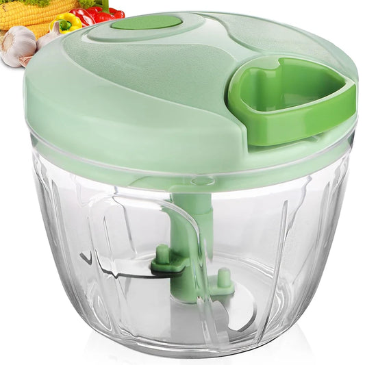 Manual Pull String Vegetable Chopper – Portable Hand Food Processor & Garlic Mincer – Perfect for Chopping Onions, Garlic & Herbs