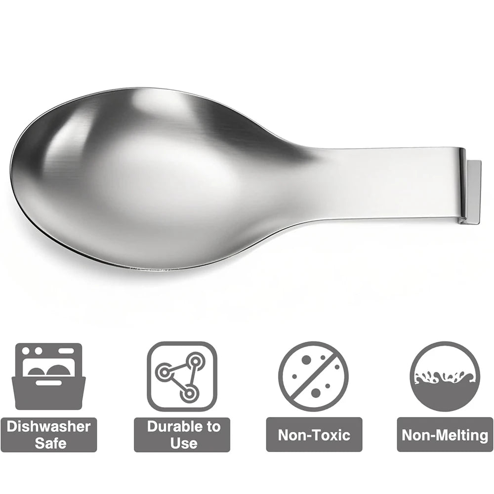 Large Stainless Steel Spoon Rest – Spatula & Ladle Holder for Worktop & Stove Top – Great for Keeping Cooking Utensils Tidy – Available in Gold & Silver Colours