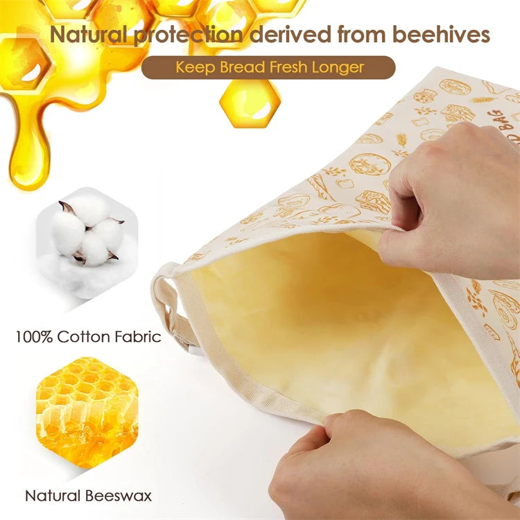 Reusable Beeswax Sourdough Bread Bag – Large Cotton & Linen Bread Storage Bag – Best for Homemade Sourdough & Loaves