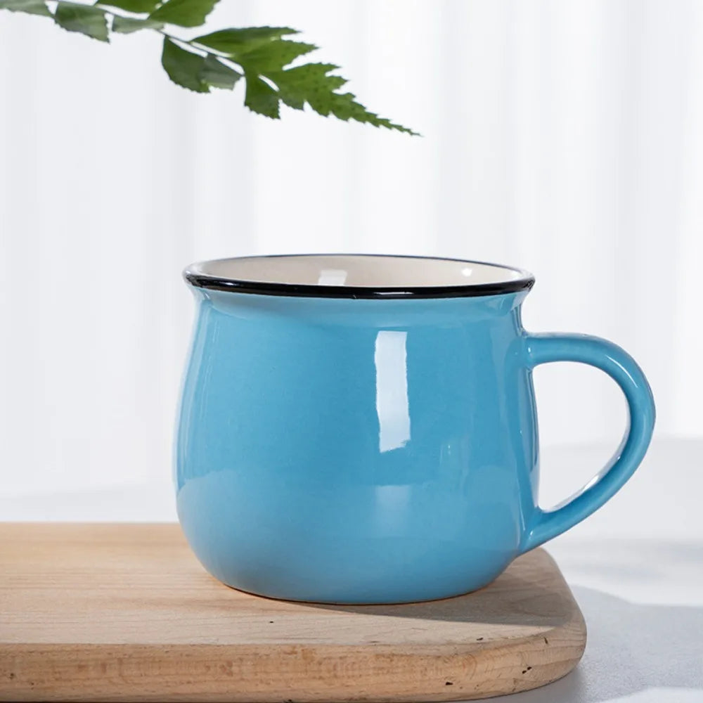 Nordic Ceramic Coffee & Tea Mug – Solid Colour Vintage Milk Cup, Available in 8 Colours & 2 Sizes (300ml / 400ml)