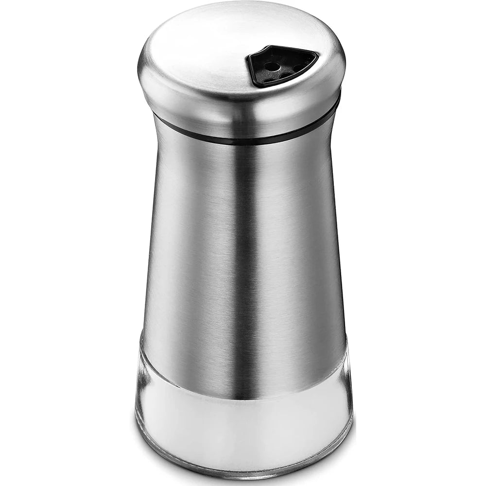 Glass Salt Shaker with Stainless Steel Lid – Spice Dispenser with Adjustable Pour Holes – Perfect for Salt, Pepper & Seasonings – Available in 1 & 2 Pieces 1 Piece
