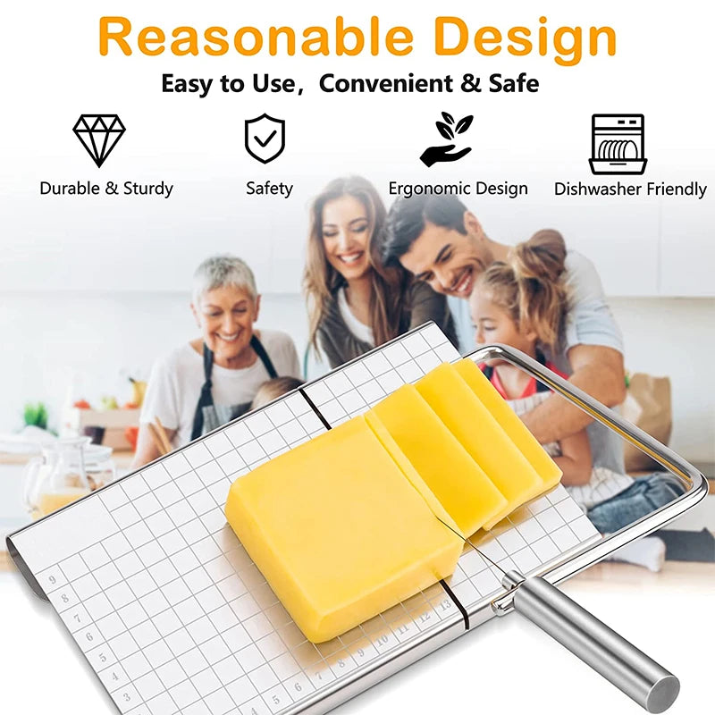 Cheese Slicer Board with Wire and 5 Replacement Wires