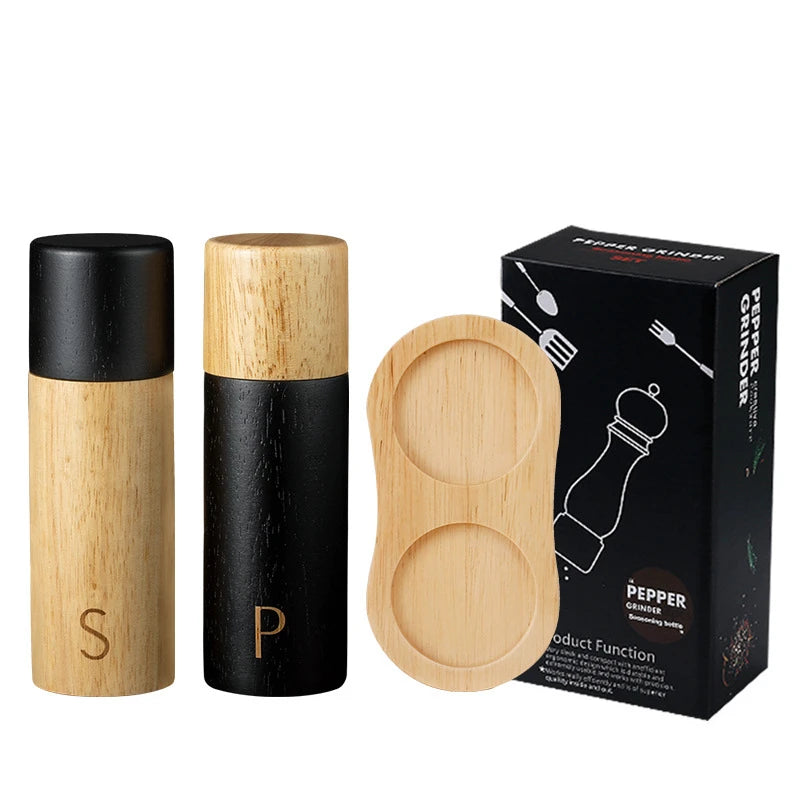 7 Inch Oak Wood Salt & Pepper Grinder Set – Manual Pepper Mill with Adjustable Ceramic Grinder – Perfect for Sea Salt & Peppercorns