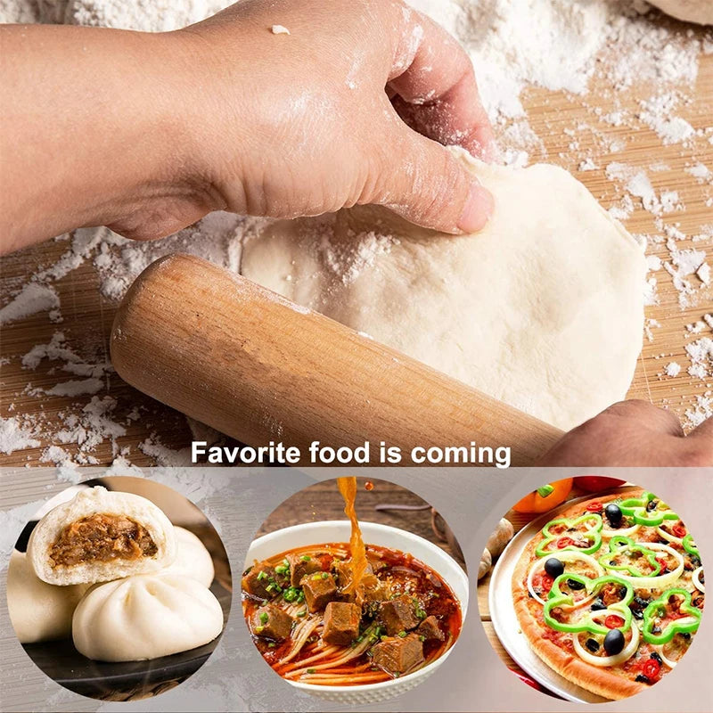 40cm Natural Beech Wood Rolling Pin – Dough Roller for Pastry, Pasta & Pizza – Best for Baking, Dumplings & Homemade Bread