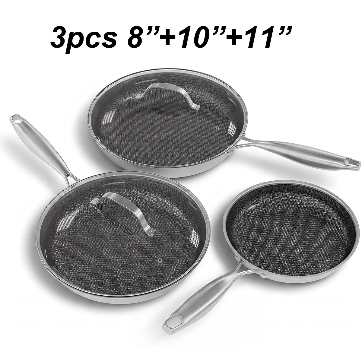 Tri-Ply Stainless Steel Non-Stick Frying Pan – 316 Stainless Steel 3-Ply Clad Skillet with PFOA-Free Coating – Perfect for Even Frying on Induction & Gas