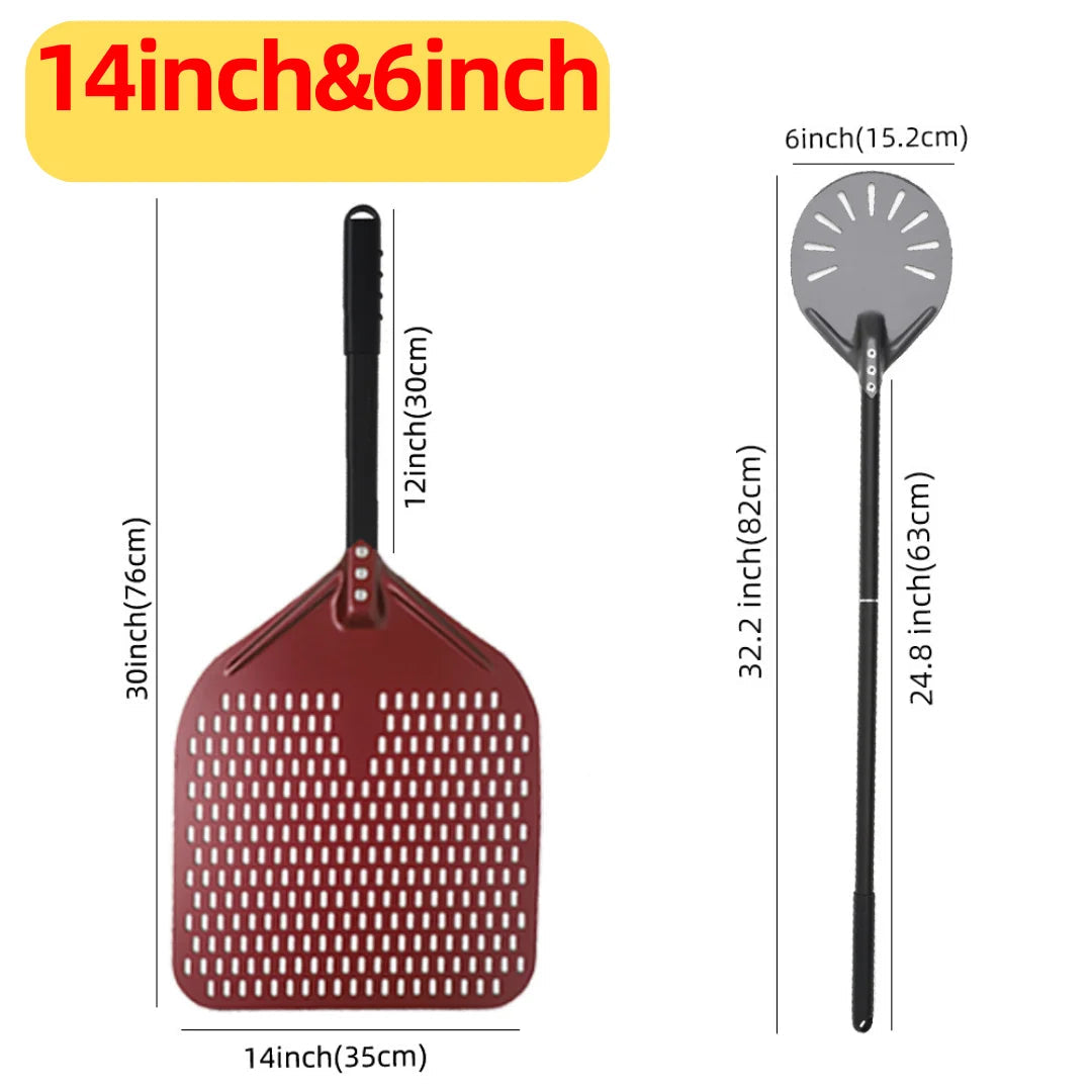 Aluminium Pizza Peel & Turning Paddle 14" & 6" 14" & 6" Pizza Peel & Turning Paddle Set — BlackSet