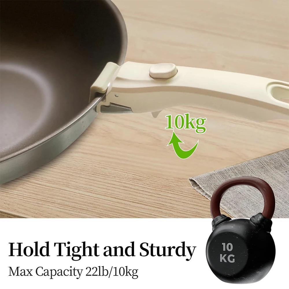 Universal Removable Pan Handle – Detachable Pot Handle Gripper for Removable Cookware – Great for Replacement Handles & Space Saving Storage