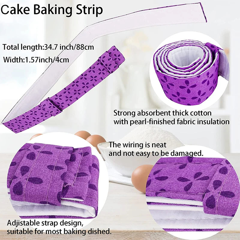 Bake Even Cake Pan Strips – Super Absorbent Thick Cotton Baking Strips – Best for Flat, Evenly Baked Cakes