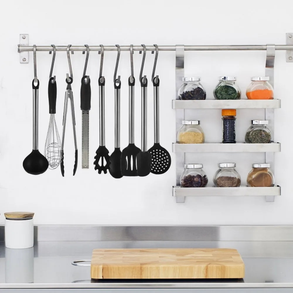 9-Piece Silicone Kitchen Utensils Set with Kitchen Utensils Storage Holder – Non-Scratch, Heat Resistant &amp; Dishwasher Safe