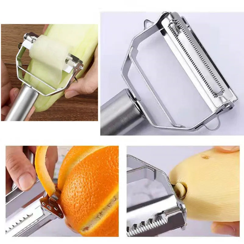 Stainless Steel Julienne & Vegetable Peeler – Multi-Function Double-Blade Fruit Peeler & Shredder – Ideal for Carrots, Potatoes & Cucumbers – Available in 2-in-1 & 4-in-1