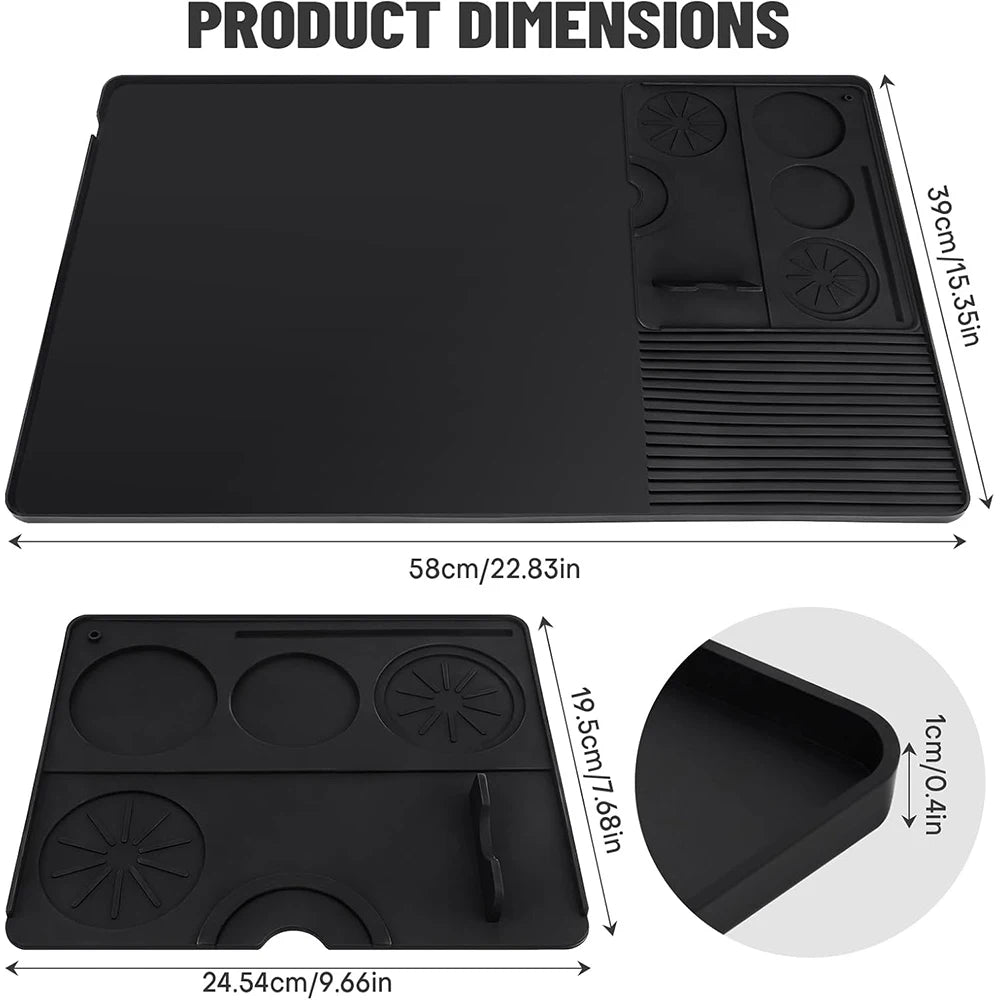 Silicone Espresso Machine Coffee Mat with Detachable Tamping Mat – Anti-Slip Heat Resistant Coffee Bar Mat – Ideal for Home Coffee Stations