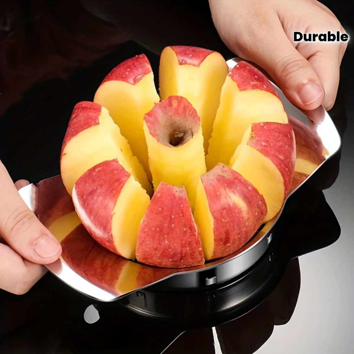 Stainless Steel Fruit Slicer & Peeler – Apple, Orange & Citrus Cutting Gadget – Best for Quick Fruit Prep & Snacks