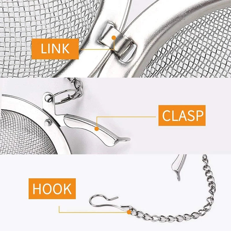 Stainless Steel Mesh Tea Infuser Ball – Fine Loose Leaf Tea Strainer & Filter – Ideal for Loose Tea, Herbal Tea & Mulling Spices – Available in Small, Medium & Large