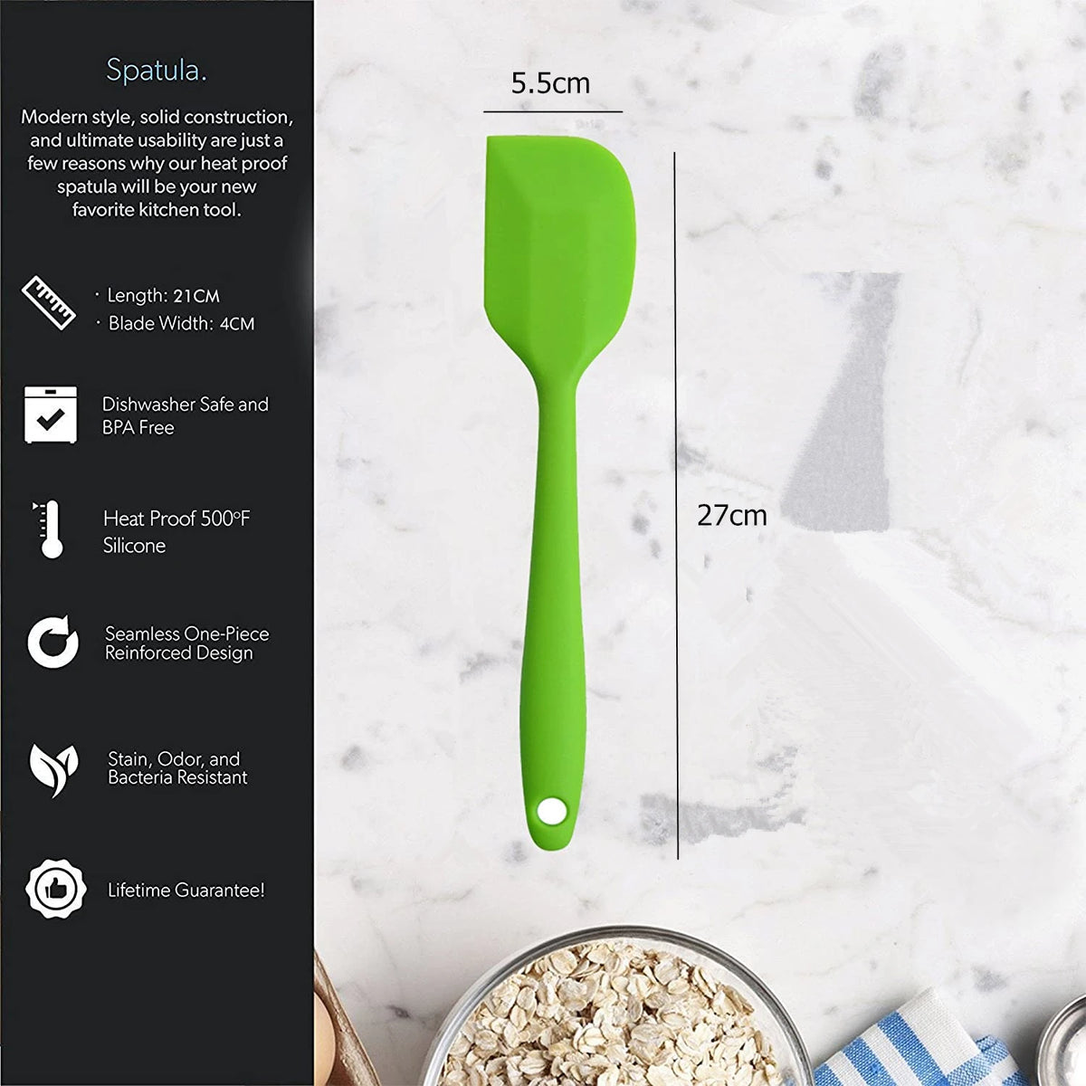27cm Heat Resistant Silicone Spatula – Flexible Non-Stick Scraper for Baking & Cooking – Ideal for Mixing, Folding & Scraping Bowls – Available in Black, Blue, Orange, Pink, Red & Yellow Colours