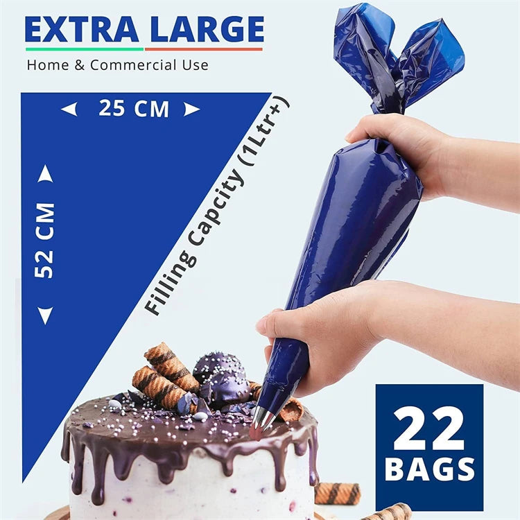 Large Disposable Piping Bags – Thick Icing & Pastry Bags in 16, 18 & 21 Inch – Best for Decorating Cakes, Cupcakes & Cookies