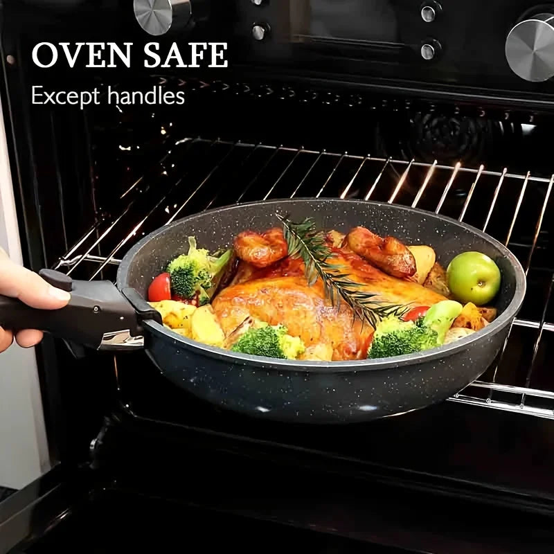 Nonstick Frying Pan with Detachable Handle – Skillet for Meat, Vegetables, and Omelets, Induction Compatible, Ideal for Everyday Cooking – Available in 20cm/26cm Sizes
