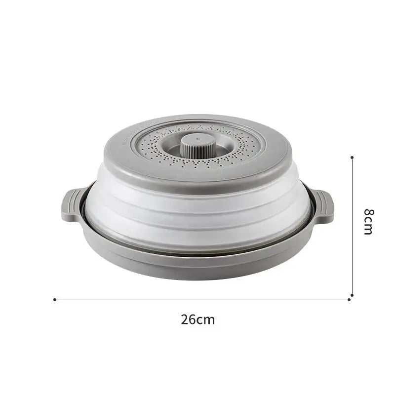 Microwave Food Splatter Cover Foldable Multifunction Splash Collapsible Guard Kitchen Gadget Colander for Meal Steaming Tray GRAY
