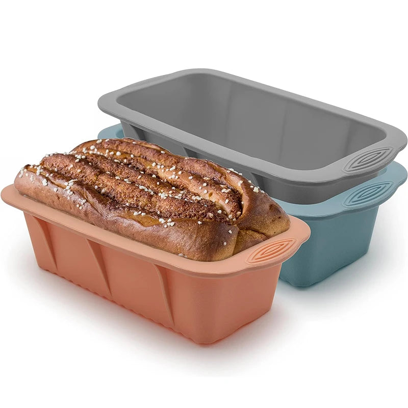 Non-Stick Silicone Loaf Pan – Easy Release Bread Mould & Baking Tin – Perfect for Bread, Meatloaf, Banana Bread & Cakes – Available in Grey, Pink & Blue Colours