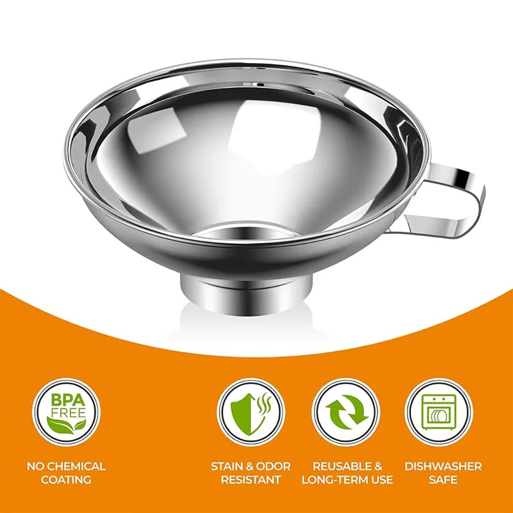 Stainless Steel Wide Mouth Canning Funnel – Metal Jar Funnel for Filling Mason Jars – Great for Jams, Preserves & Dry Goods – Available in Small, Large & Set