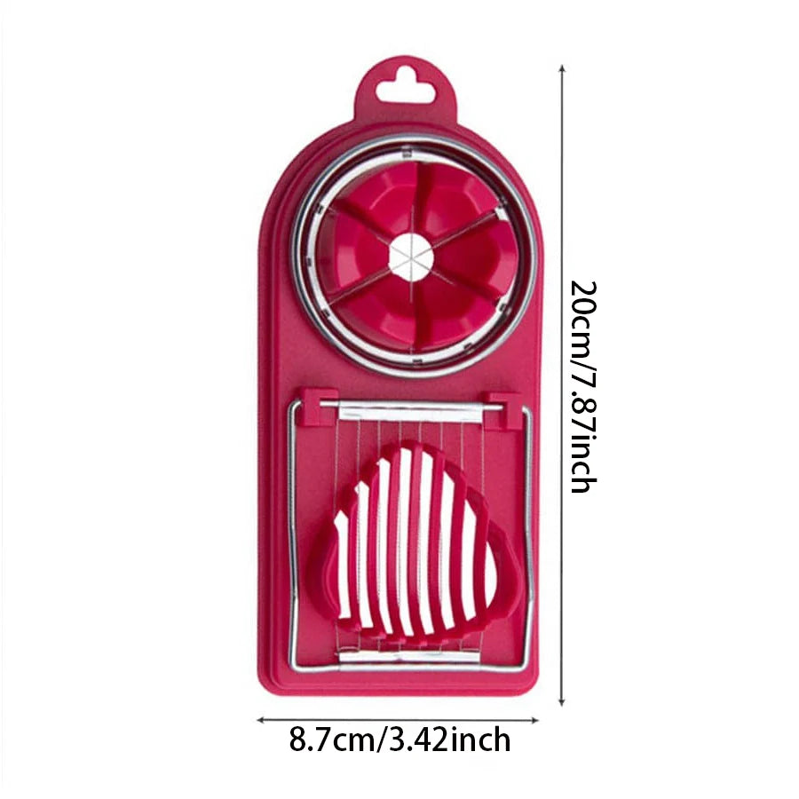 2-in-1 Egg Slicer & Wedger – Stainless Steel Wire Egg Cutter with Hanging Hole – Best for Salads, Sandwiches & Garnishes – Available in Red & White Colours