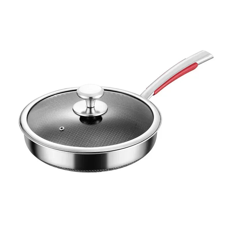 316 Stainless Steel Honeycomb Frying Pan Pot and Cover