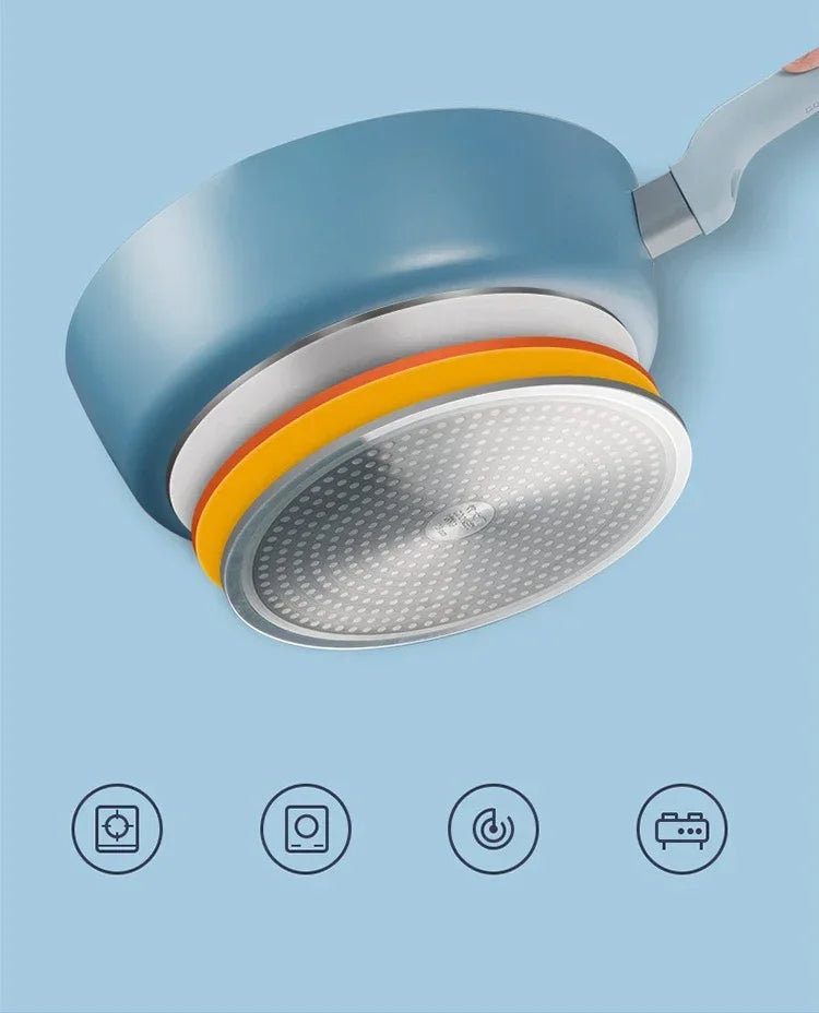 Blue Maifan Stone Non-Stick Frying Pan with Glass Lid – Aluminium Alloy Skillet with Anti-Scald Handle – Flat-Bottomed Design for Even Cooking & Easy Cleaning – Ideal for Steaks, Eggs, Sautéing & Daily Meals