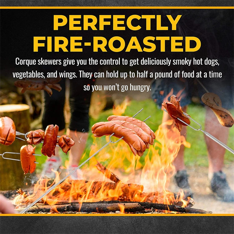 8 Piece Extendable Stainless Steel Roasting Sticks – Telescopic Marshmallow & BBQ Skewers – Great for Campfires, Fire Pits & S'mores