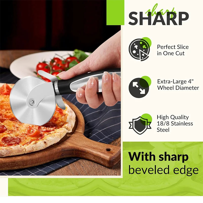 Stainless Steel Pizza Cutter Wheel with Non-Slip Handle