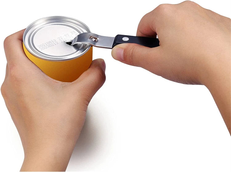 Stainless Steel Can Punch & Bottle Opener – Compact Manual Can Tapper – Great for Camping, Picnics & Everyday Use – Available in Camel & Black Colours