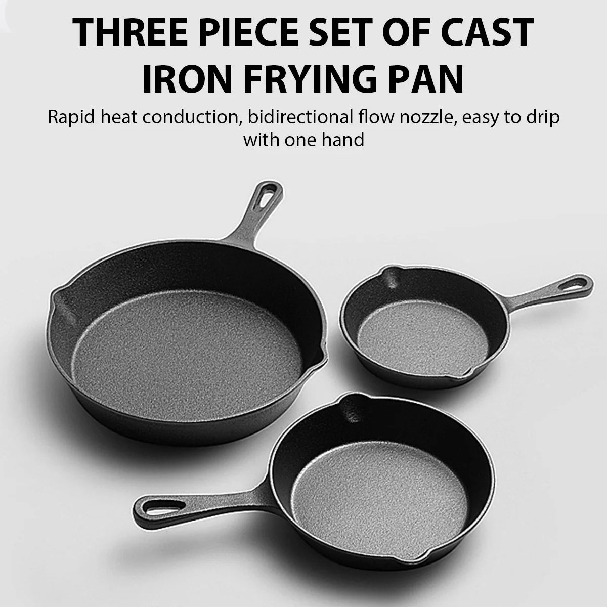 Cast Iron Skillet Set – 3 Pieces