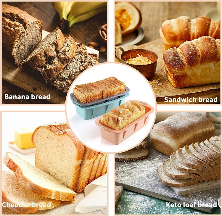 Non-Stick Silicone Loaf Pan – Easy Release Bread Mould & Baking Tin – Perfect for Bread, Meatloaf, Banana Bread & Cakes – Available in Grey, Pink & Blue Colours