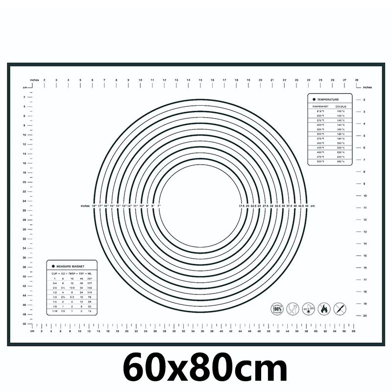 Thick Silicone Baking Mat with Measurements & Raised Edges – Reusable Non-Stick Pastry & Dough Rolling Mat – Great for Kneading, Rolling & Baking – Available in Red & Black Colours