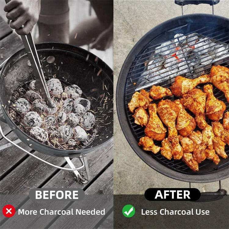 Stainless Steel Charcoal Basket – BBQ Charcoal Holder & Container Tray – Great for Indirect Grilling & Smoking on Kettle Barbecues
