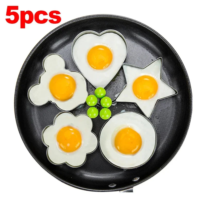 Stainless Steel Heart & Shaped Egg Moulds with Handles – Fried Egg & Pancake Rings – Great for Breakfasts, Omelettes & Special Occasions – Available in Singles & Sets