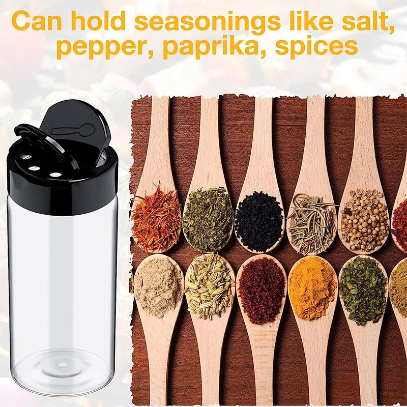 Clear Plastic Spice Jars with Shaker Lids – Seasoning Containers for Spice Powders & Herbs – Ideal for Organising Kitchen Cupboards – Available in 6 Pieces, 9 Pieces, 12 Pieces & 15 Pieces