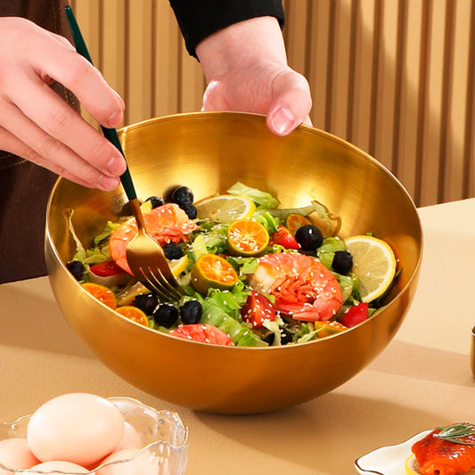 Title:
Golden Stainless Steel Salad & Ramen Bowl – Large 20x9cm Deep Bowl for Rice, Noodles, and More