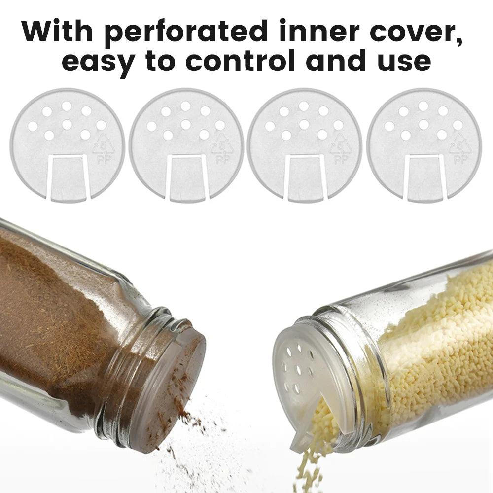 12 Piece Glass Spice Jars with Shaker Lids – 120ml Seasoning Bottles with Labels, Funnel & Brush – Perfect for Spices, Herbs & BBQ Rubs
