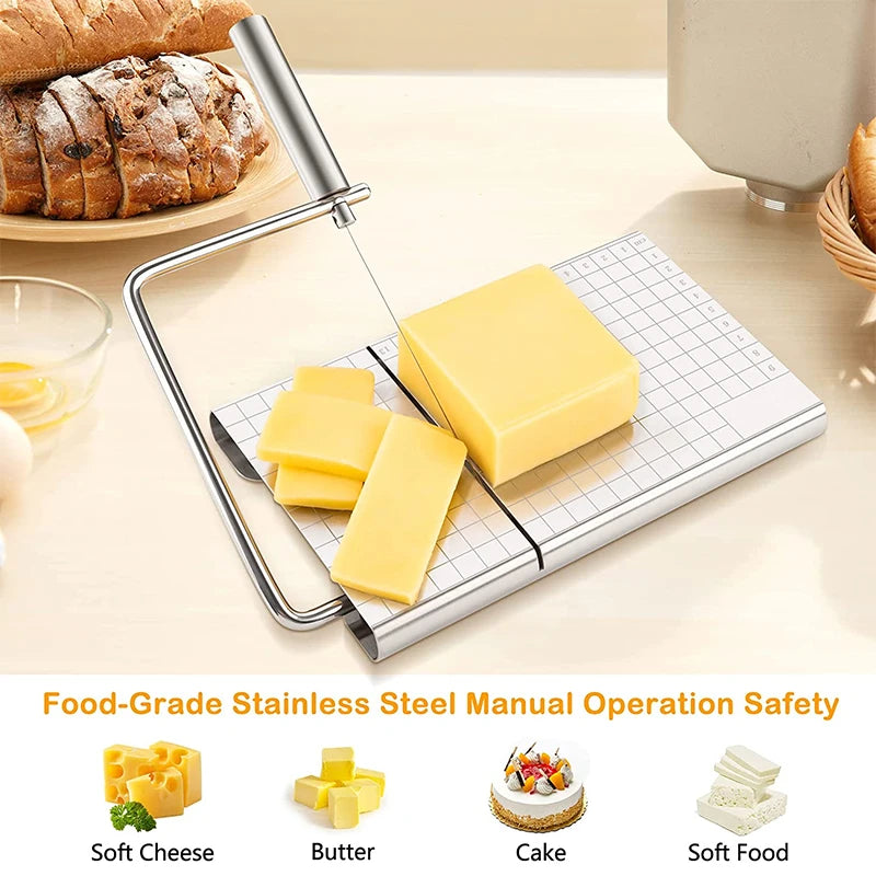 Cheese Slicer Board with Wire and 5 Replacement Wires