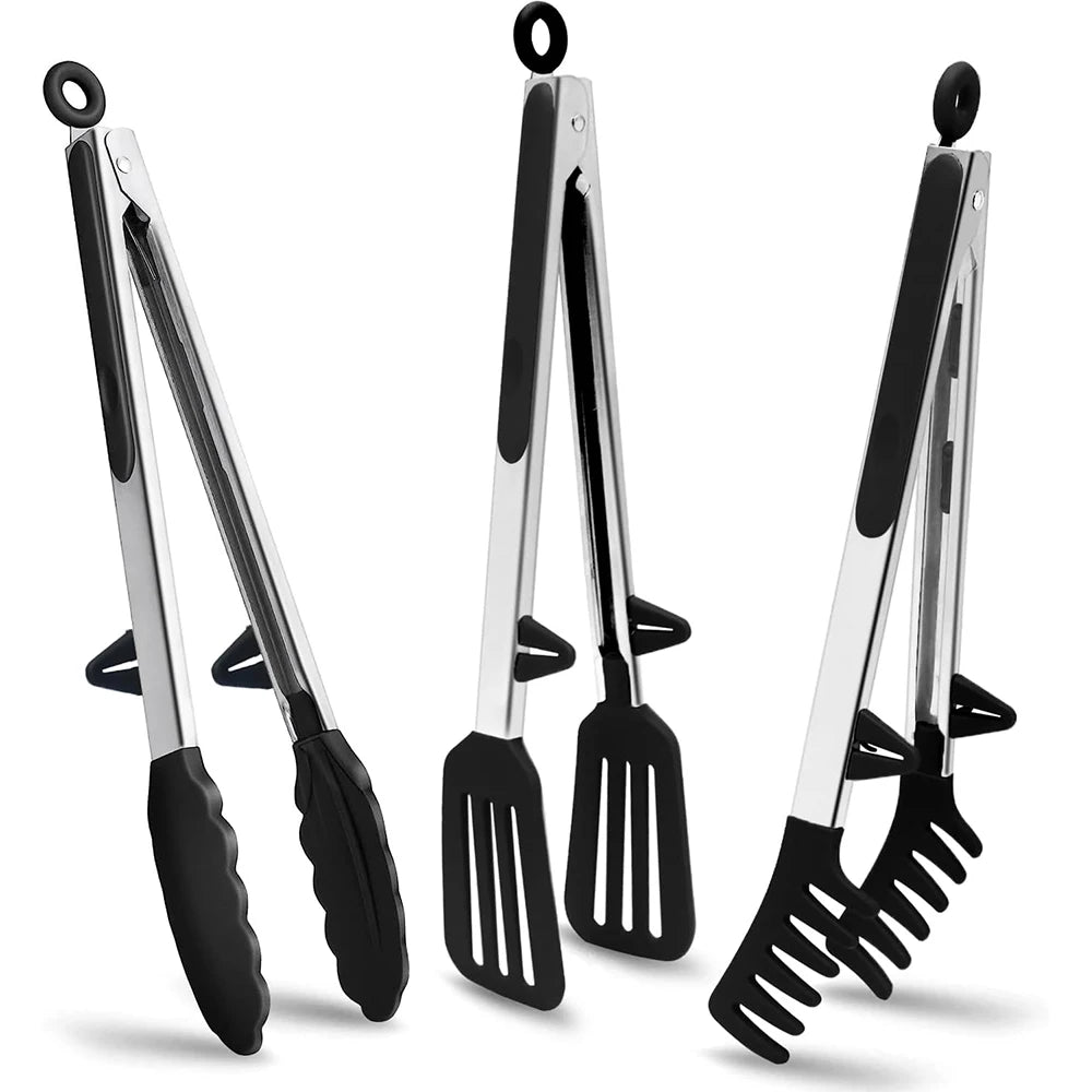 Silicone Kitchen Tongs with Stainless Steel Handle