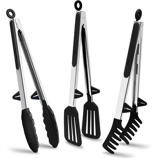 Silicone Kitchen Tongs with Stainless Steel Handle