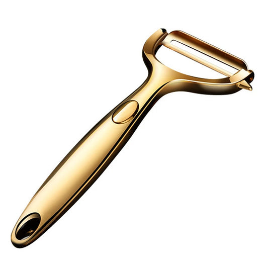 Golden Zinc Alloy Vegetable Peeler – Sharp Dual-Edged Blade with Non-Slip Handle for Effortless Potato, Carrot & Fruit Peeling(15cm)