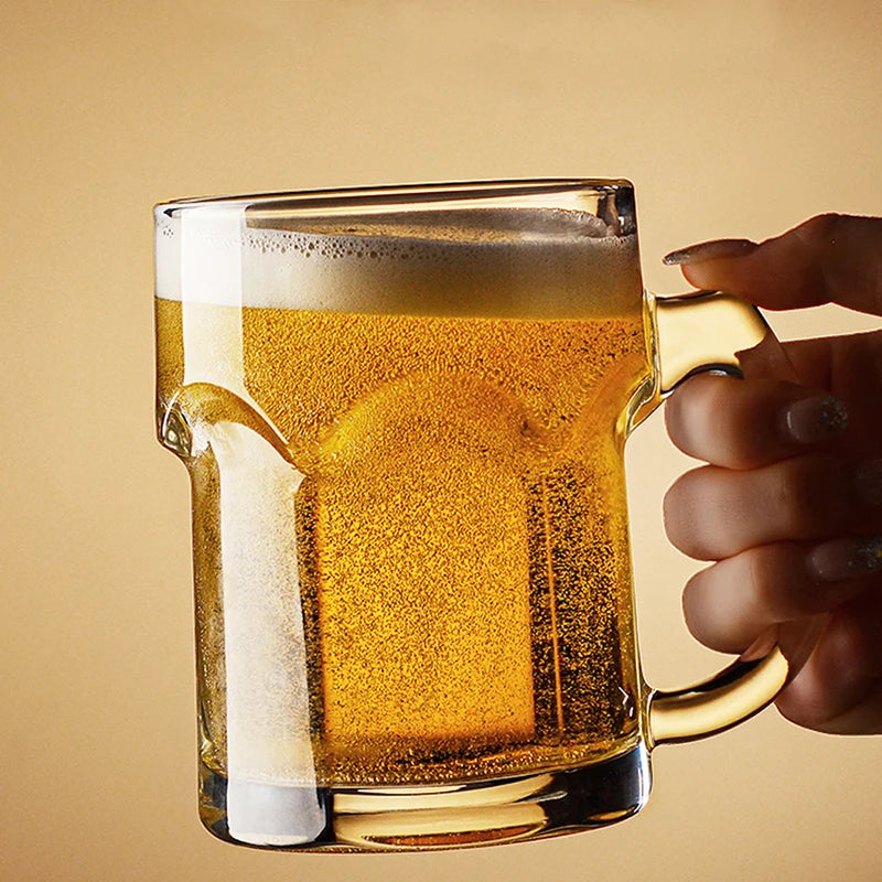 500ml Clear Dimpled Glass Mug with Handle – Durable Glass Drinking Stein – Perfect for Water, Juice, Milk & Iced Coffee