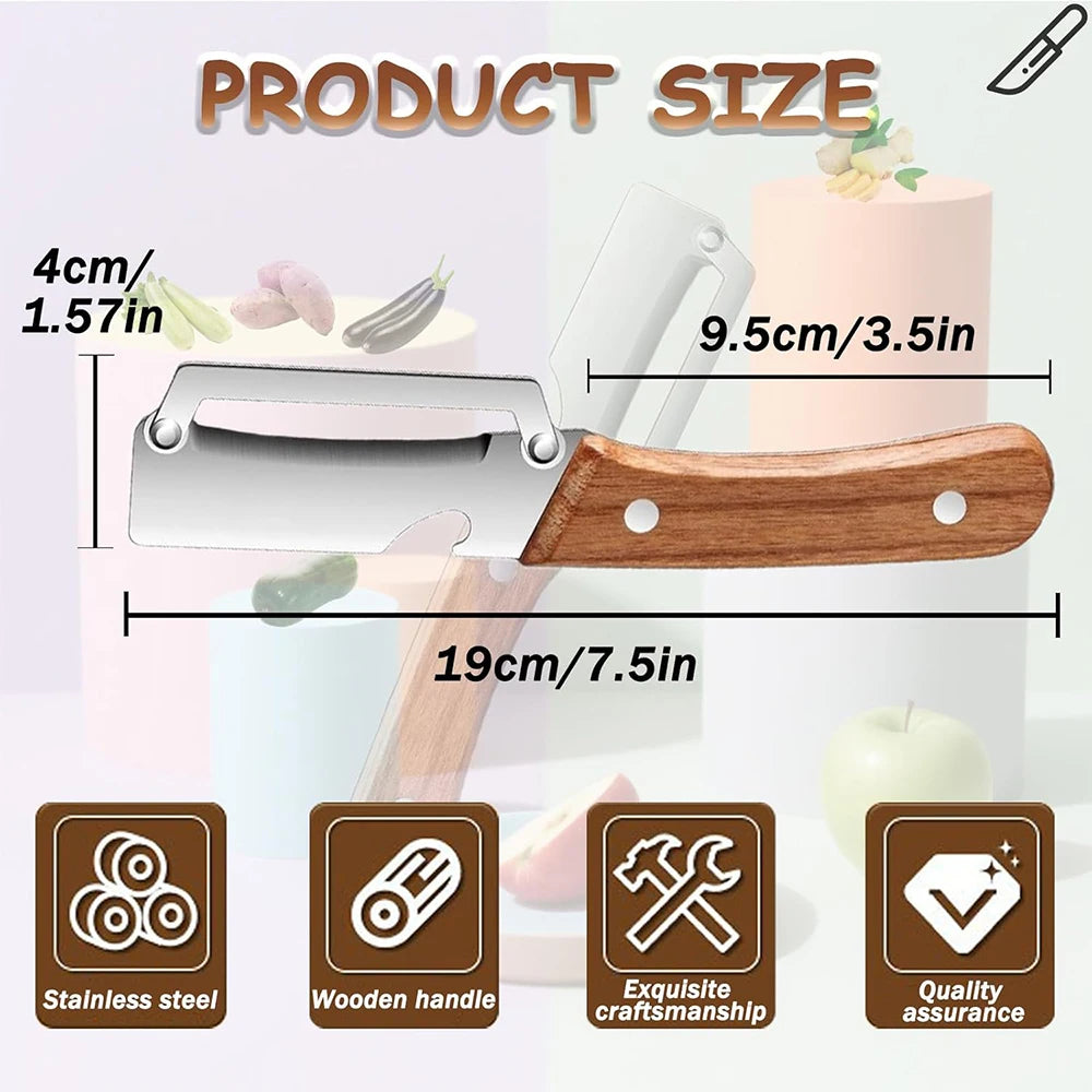 2 in 1 Stainless Steel Vegetable Peeler with Bottle Opener – Wooden Handle Potato, Carrot & Pumpkin Peeler – Great for Everyday Veg Prep