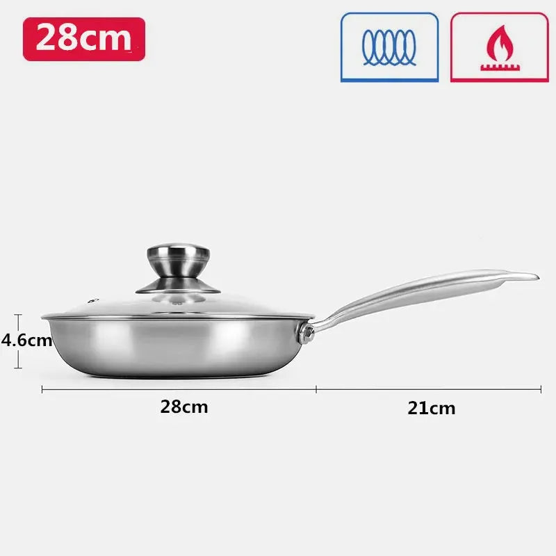 Honeycomb Stainless Steel Non-Stick Frying Pan with Lid – Durable Skillet for Searing, Sautéing, Stir-Frying, Frying Eggs, Omelettes, Steaks & Pan Cooking – Even-Heat Stainless Steel Construction