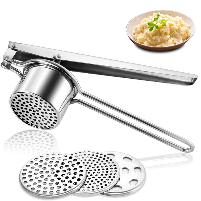Stainless Steel Potato Ricer with 3 Interchangeable Discs